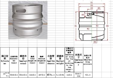 15L restituables amincissent le barillet de brassage de bière, barillet mince de poney avec tout le type actuel valve
